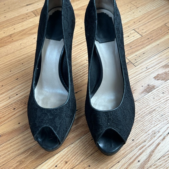 Dior black lace peep toe heels in size 38.5 - Picture 2 of 9